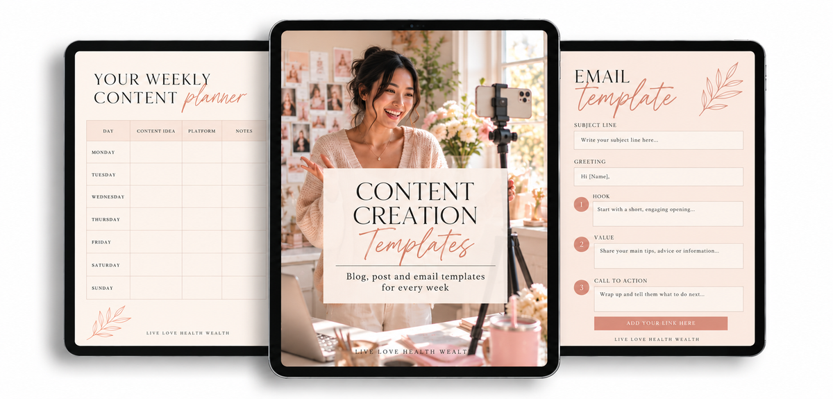 Content Creation Templates on three iPads