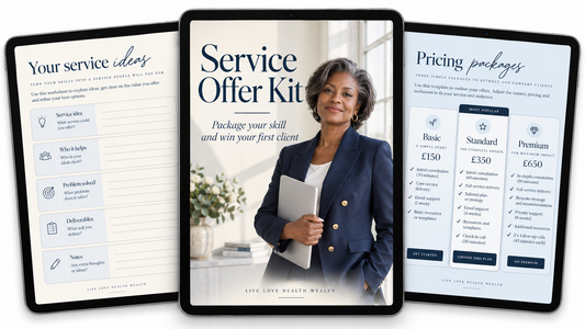 Service Offer Kit on three iPads